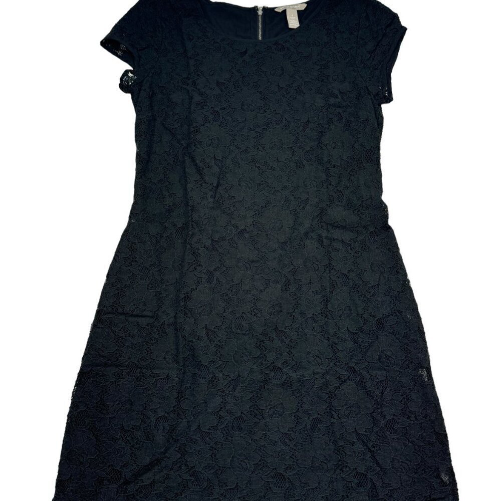 Banana Republic Short Sleeve Lace Exposed Zipper Shift Dress Women's Size 4